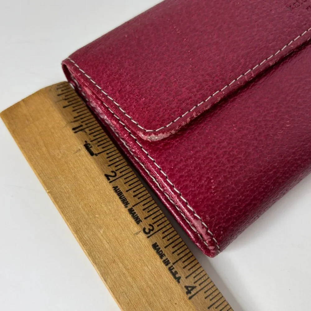 Kate Spade New York Vintage Trifold Large Red Leather Wallet with Checkbook